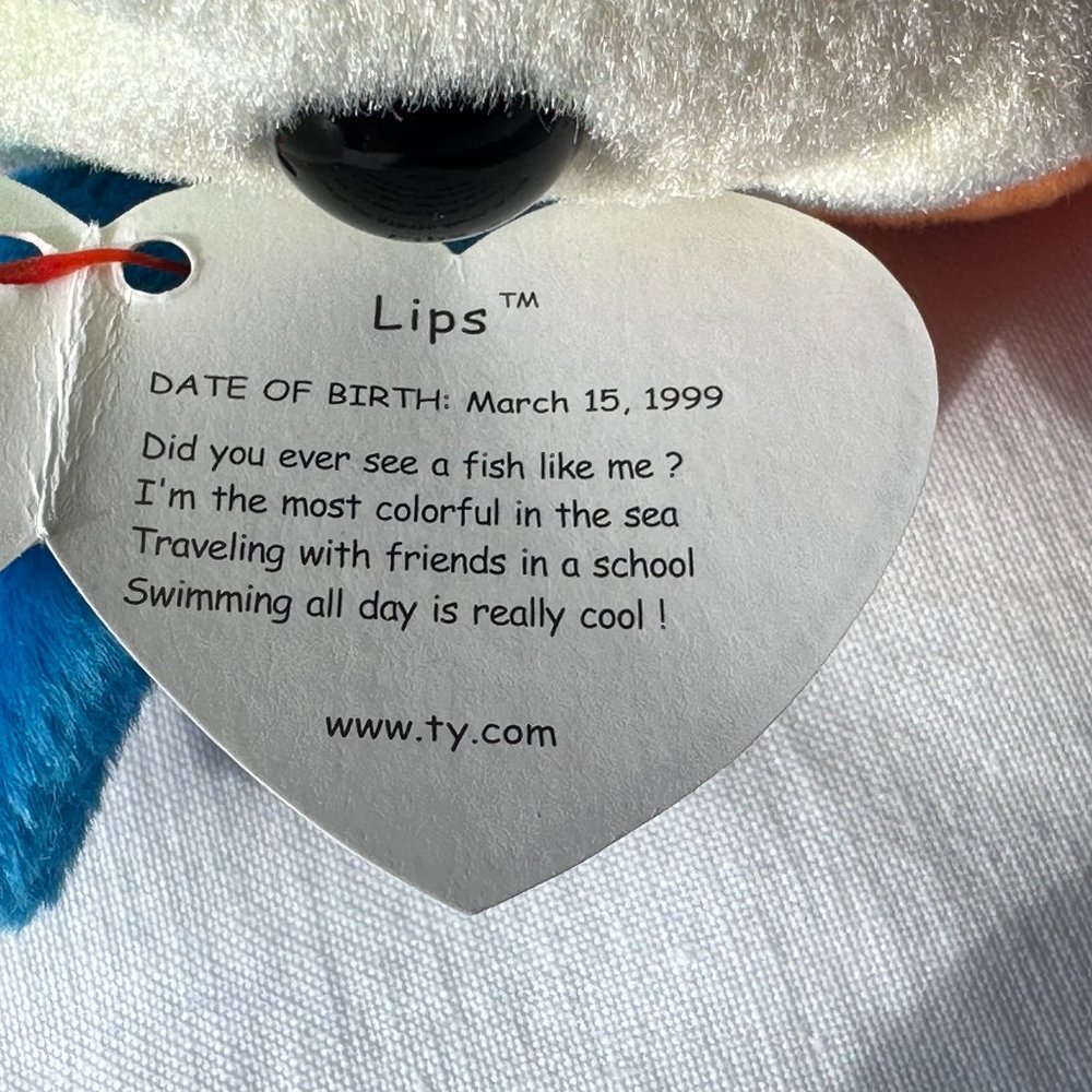 TY Beanie Baby Collection Lips the Colorful Fish 1999 NWT - Picture 4 of 11